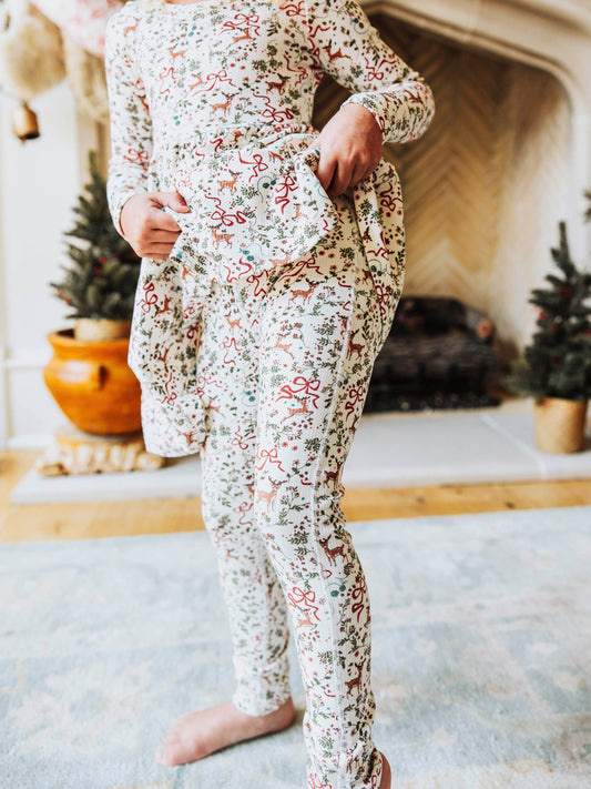 Fitted Ribbed Leggings - Holly Jolly Reindeer