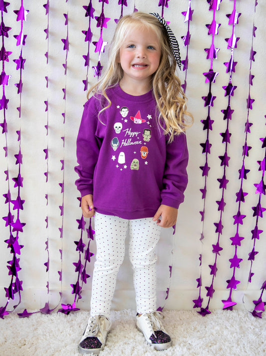Fitted Ribbed Leggings - Purple Dot