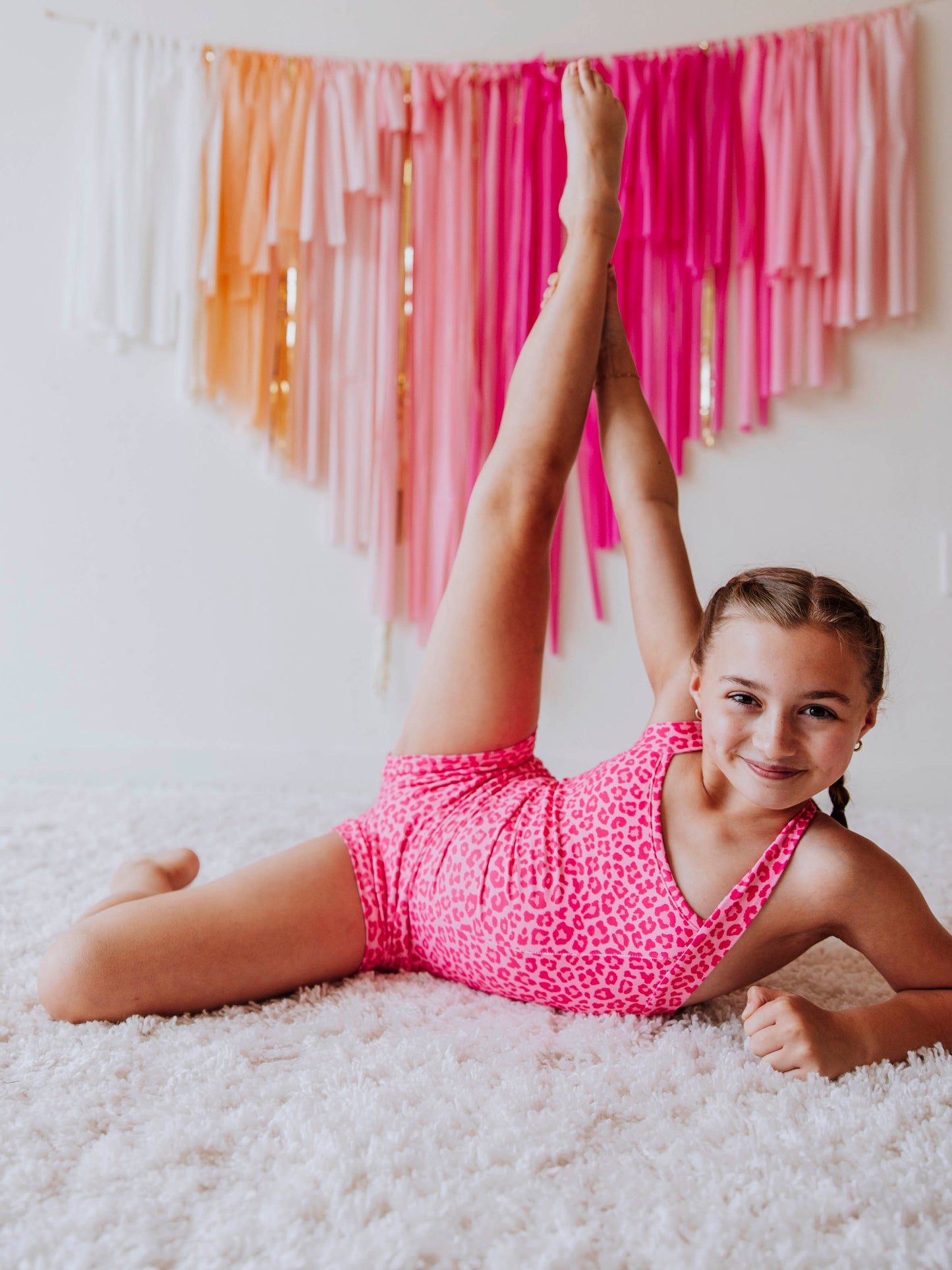Strappy Leotard - Pink Leopard