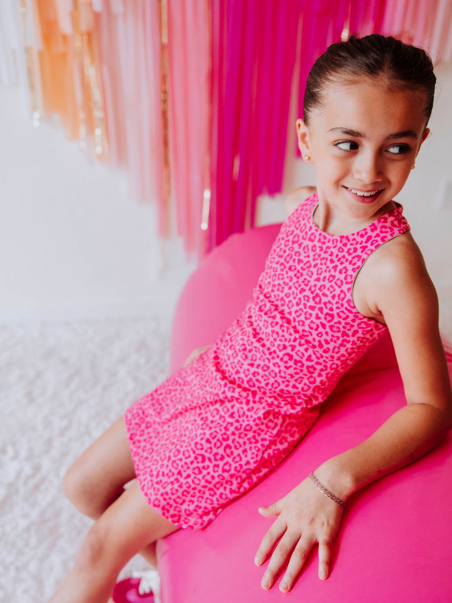 Racerback Tank Dress - Pink Leopard