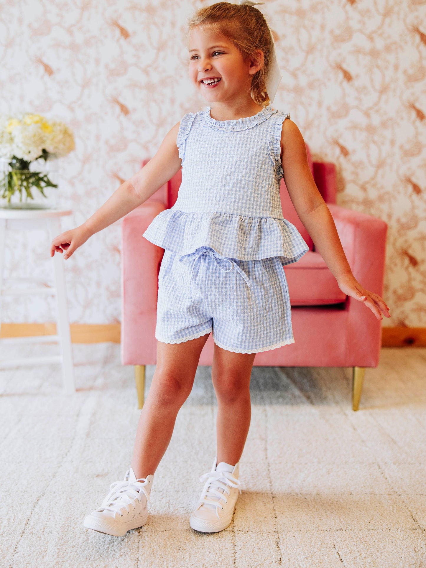 Peplum Seersucker Set - Blue