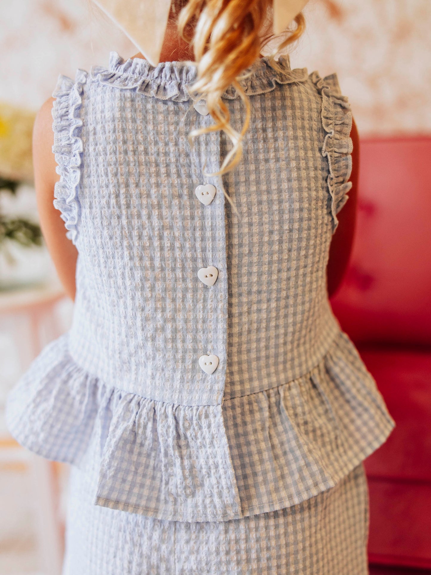 Peplum Seersucker Set - Blue