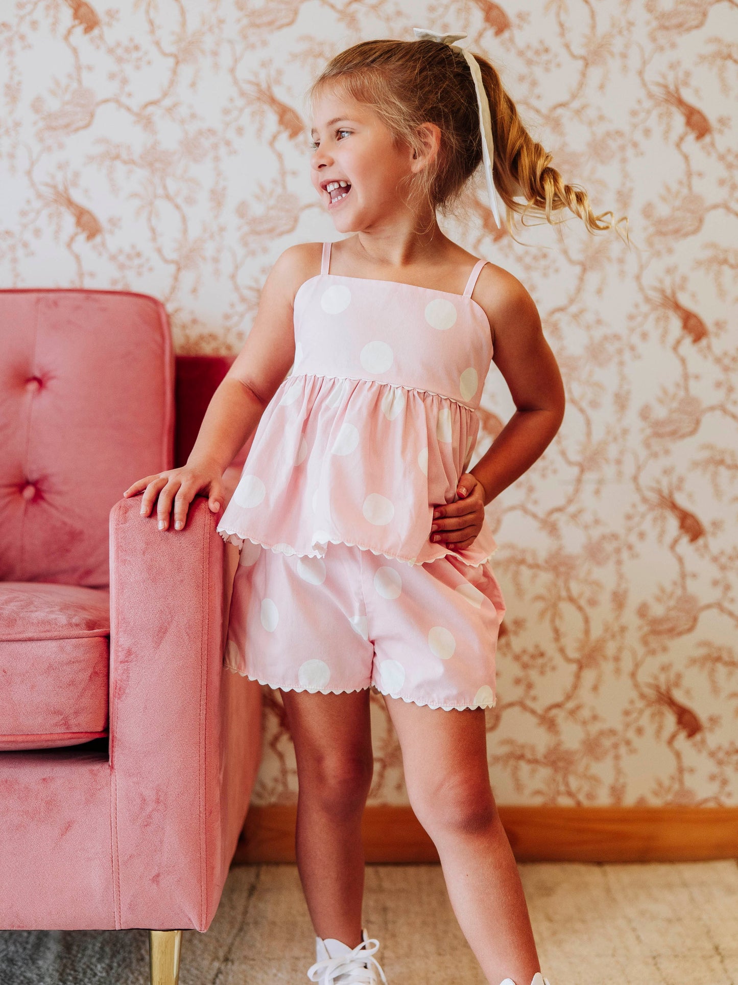 Ellie Tie Set - Pink Polka Dot