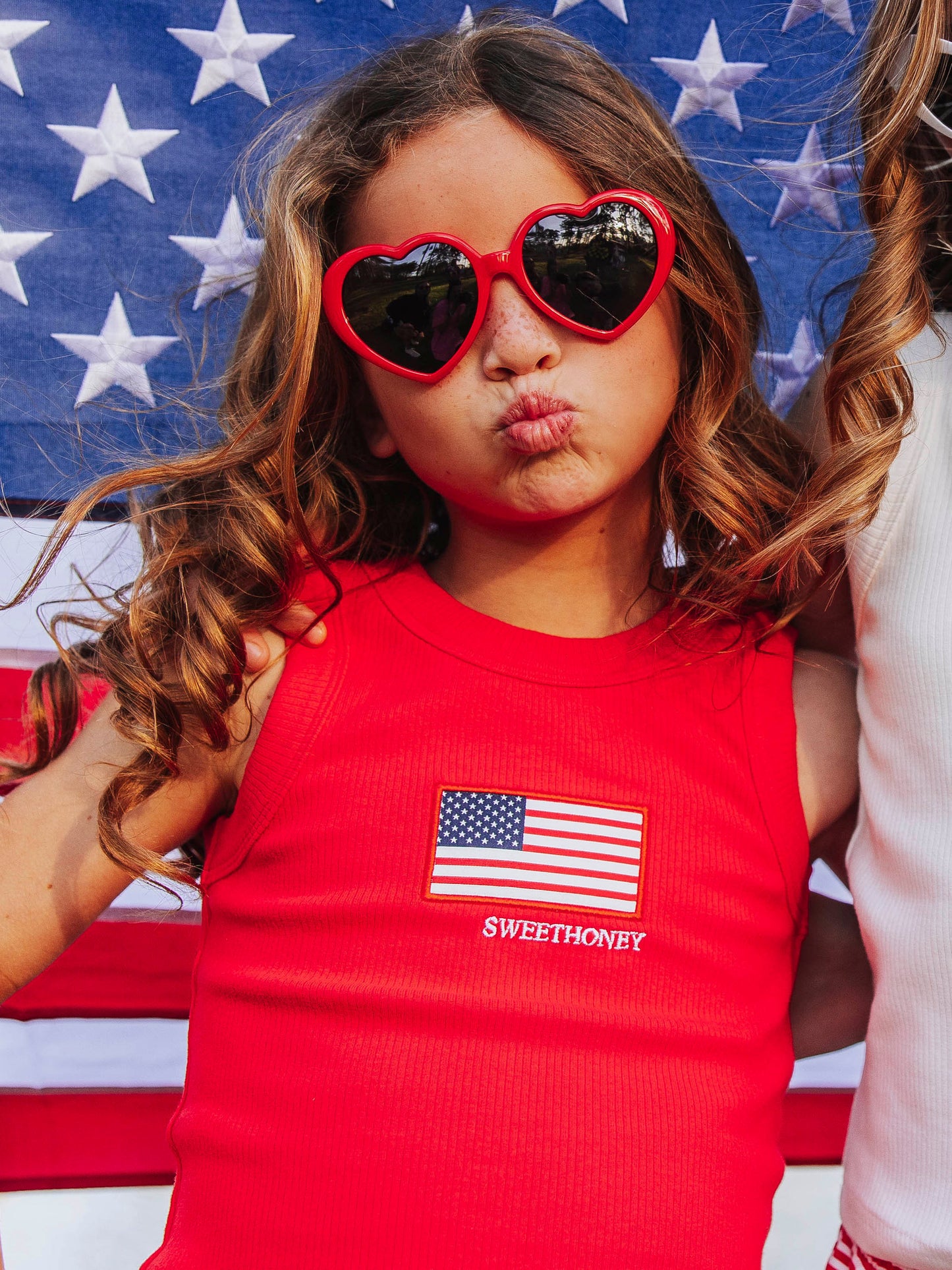 Ribbed Knit Tank Top - American Flag