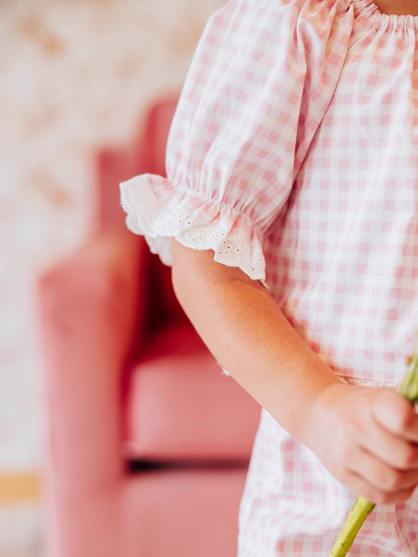 Puff Sleeve Set - Pink Gingham