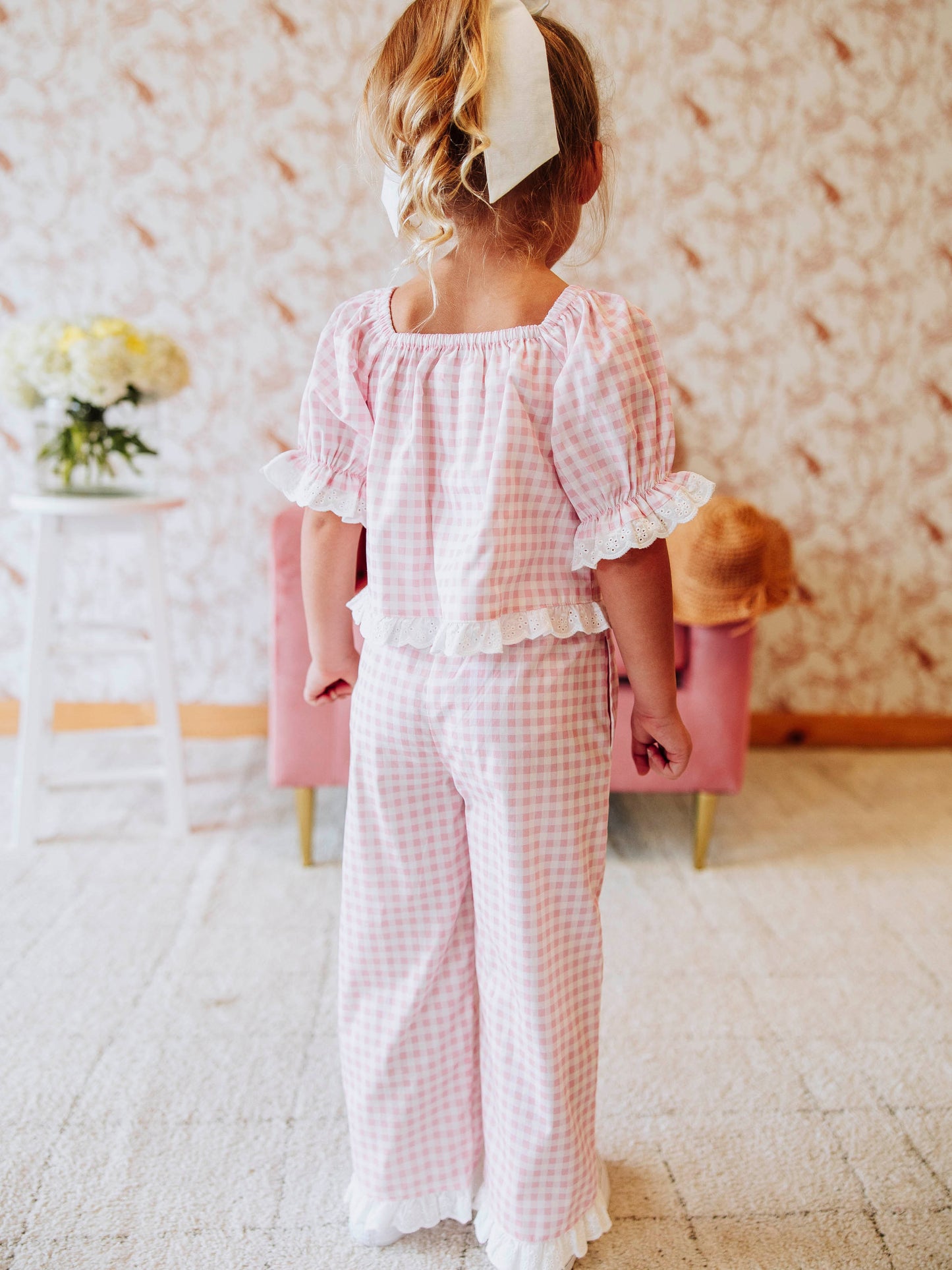 Puff Sleeve Set - Pink Gingham
