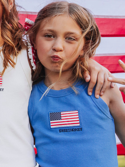 Ribbed Knit Tank Top - America the Bluetiful