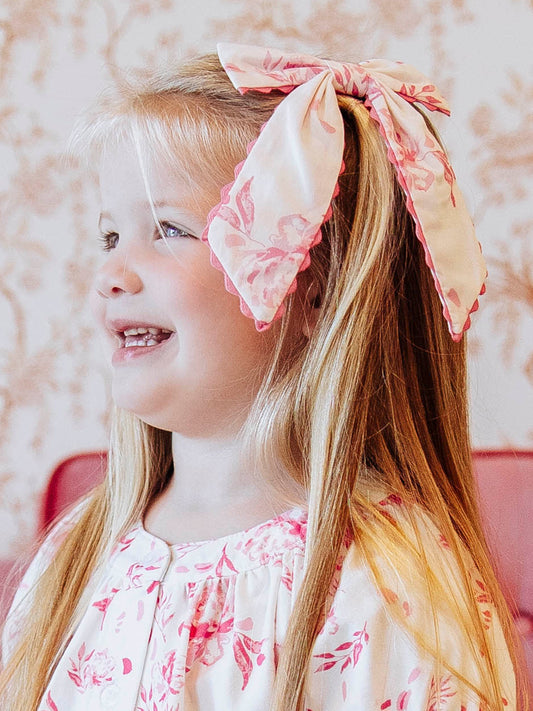 Small Long Tail Bow - Falling Pink Petals