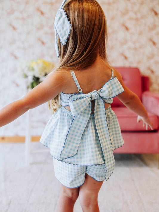 Ellie Tie Set - Blue Gingham