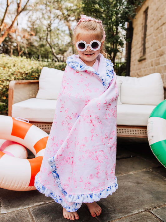 Ruffled Towel - Falling Pink Petals