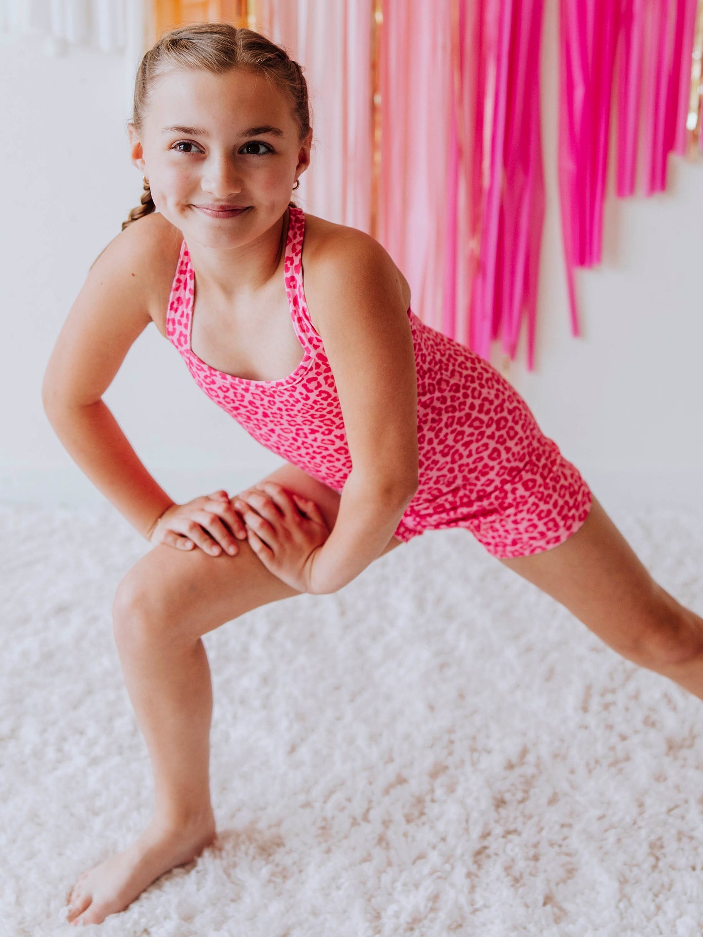 Strappy Leotard - Pink Leopard