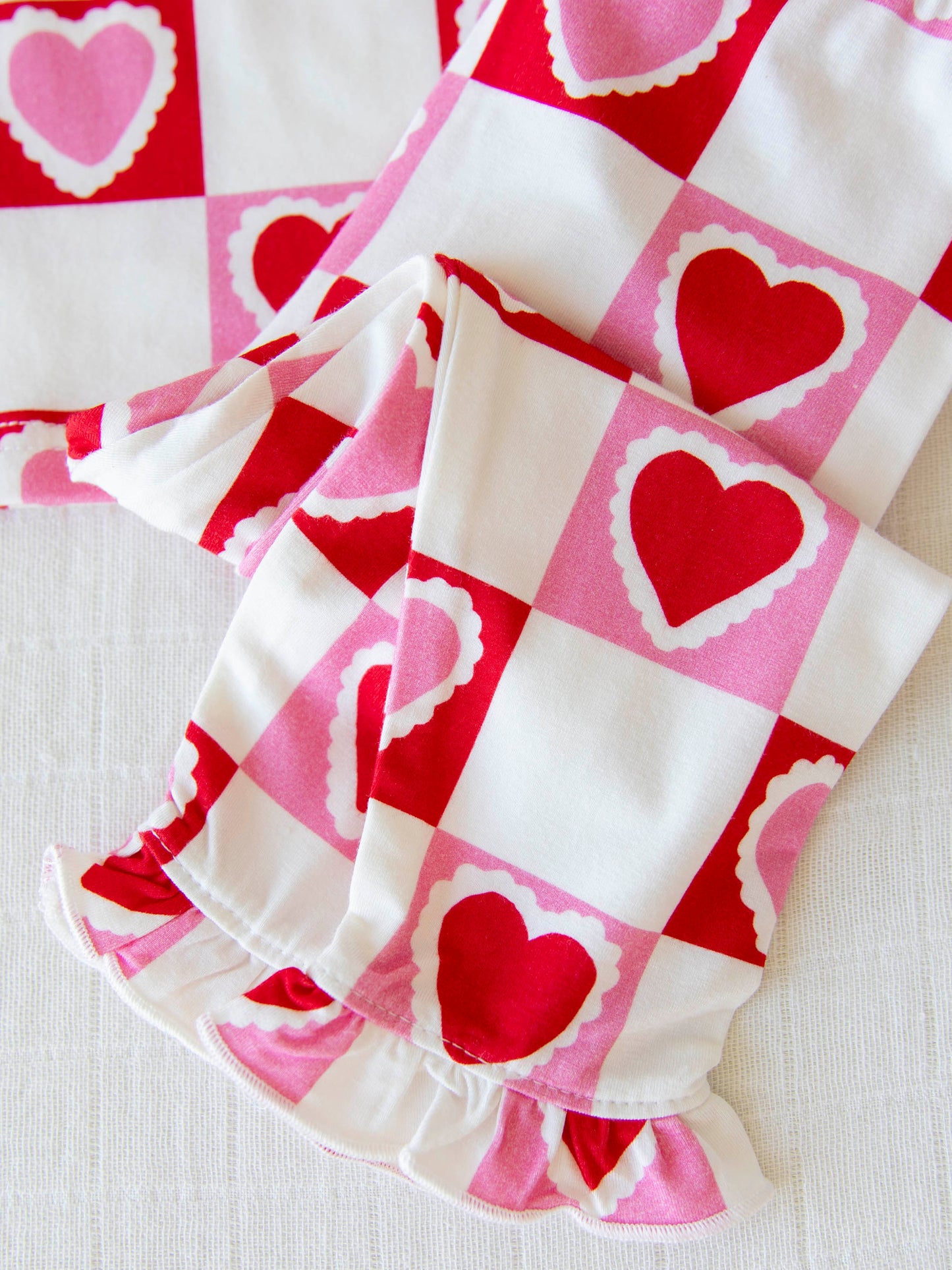 Cloud Fitted Ruffled Pajamas - Block Hearts
