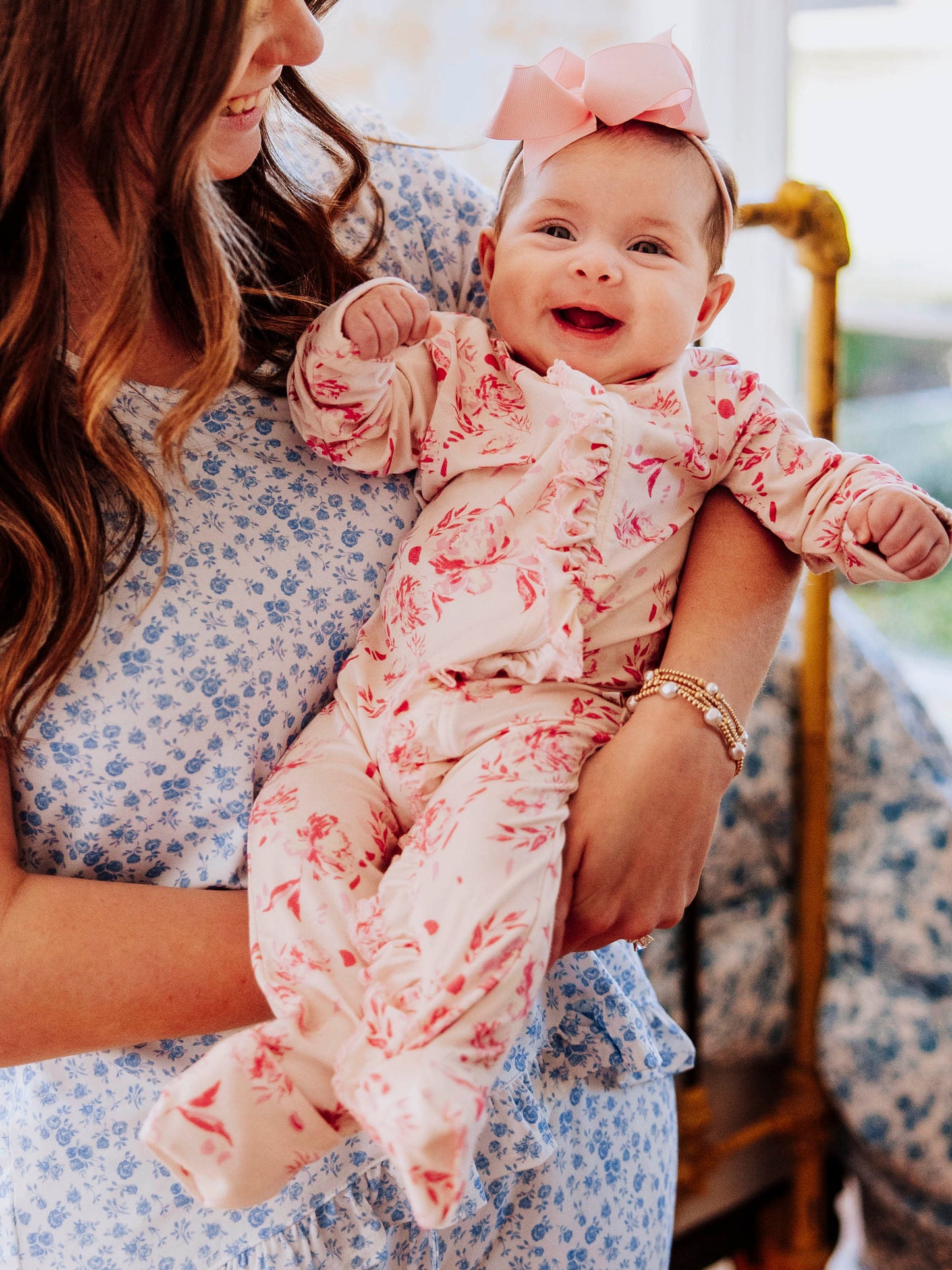 Scalloped Cloud Layette - Falling Pink Petals
