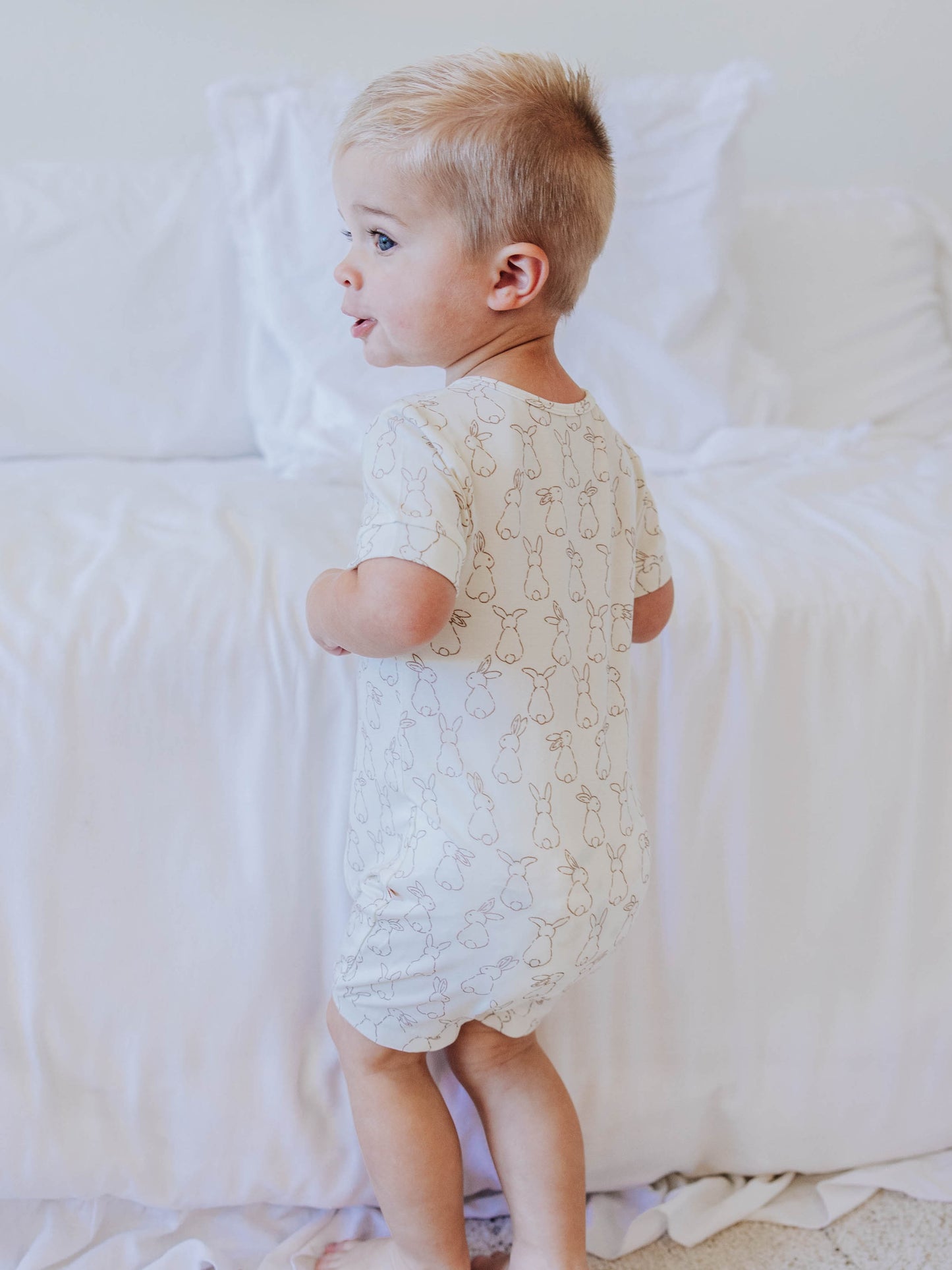 Cloud Shorty Layette - Ivory Bunnies