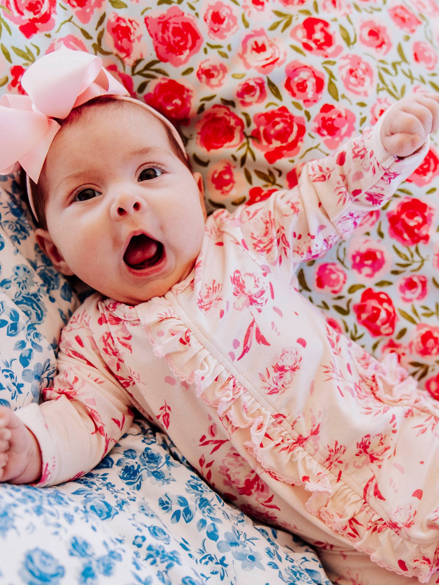 Scalloped Cloud Layette - Falling Pink Petals
