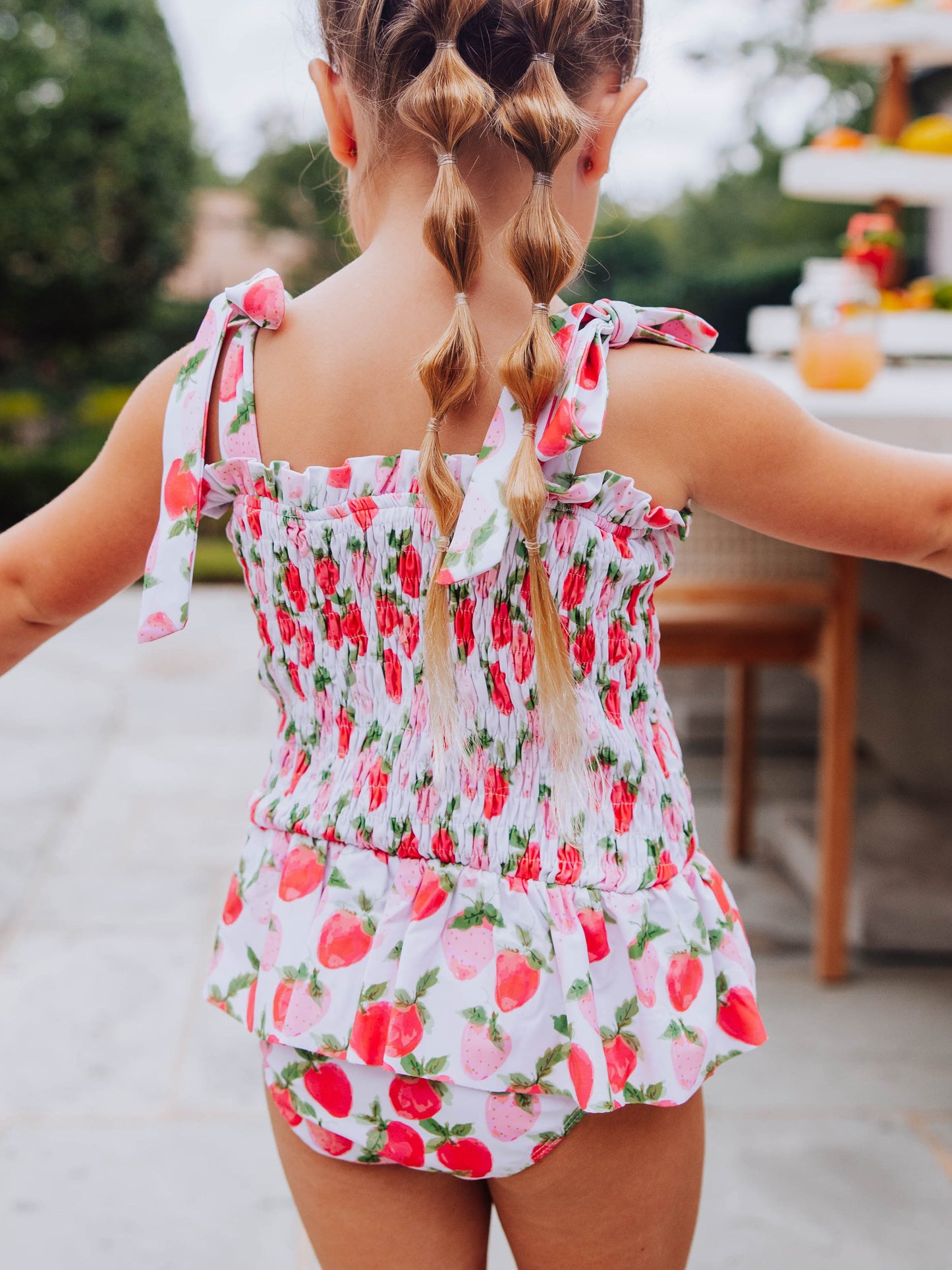 Smocked One Piece - Watercolor Strawberries