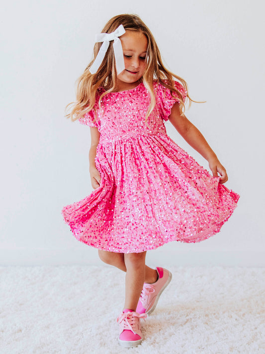 Sequin Dress - Hot Pink