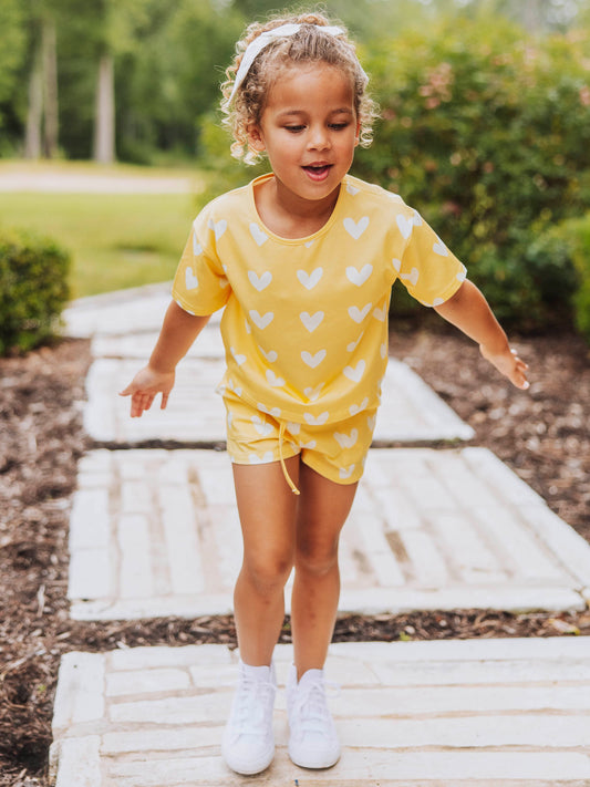 Relaxed Short Set - Butter Cream Hearts