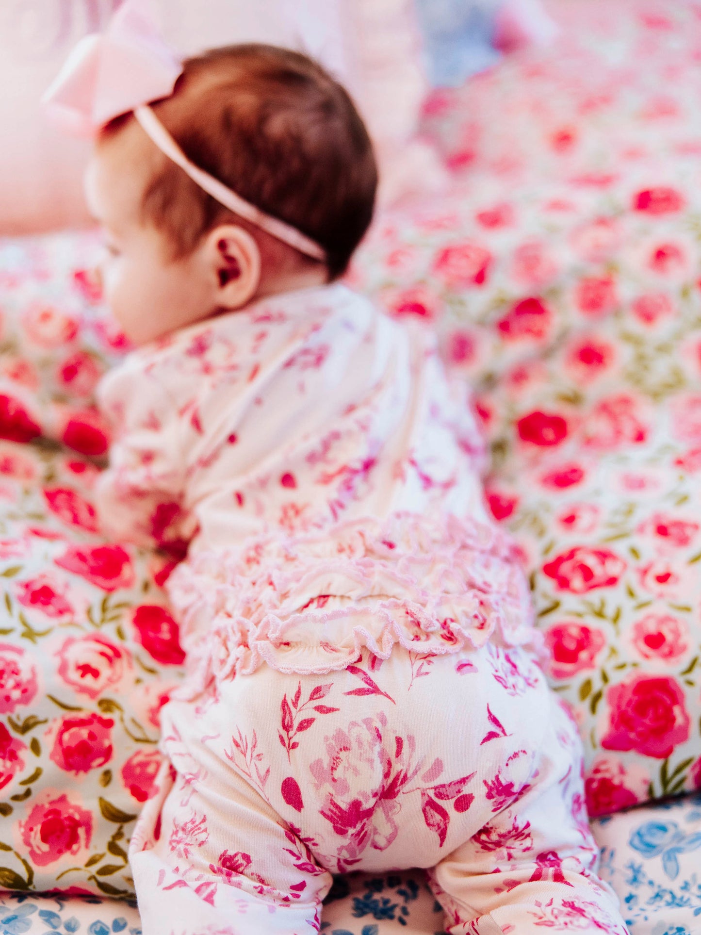 Scalloped Cloud Layette - Falling Pink Petals