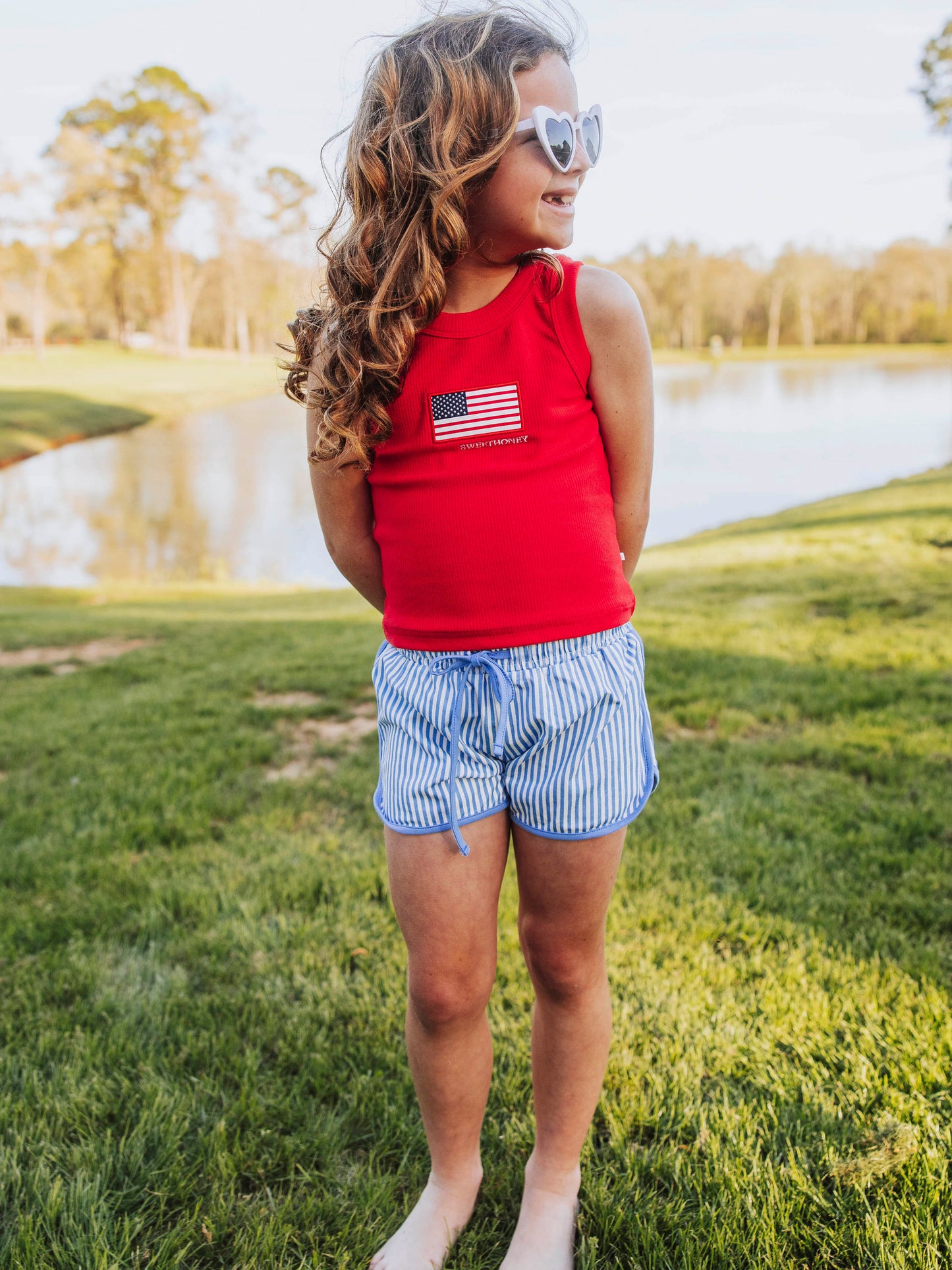 Ribbed Knit Tank Top - American Flag