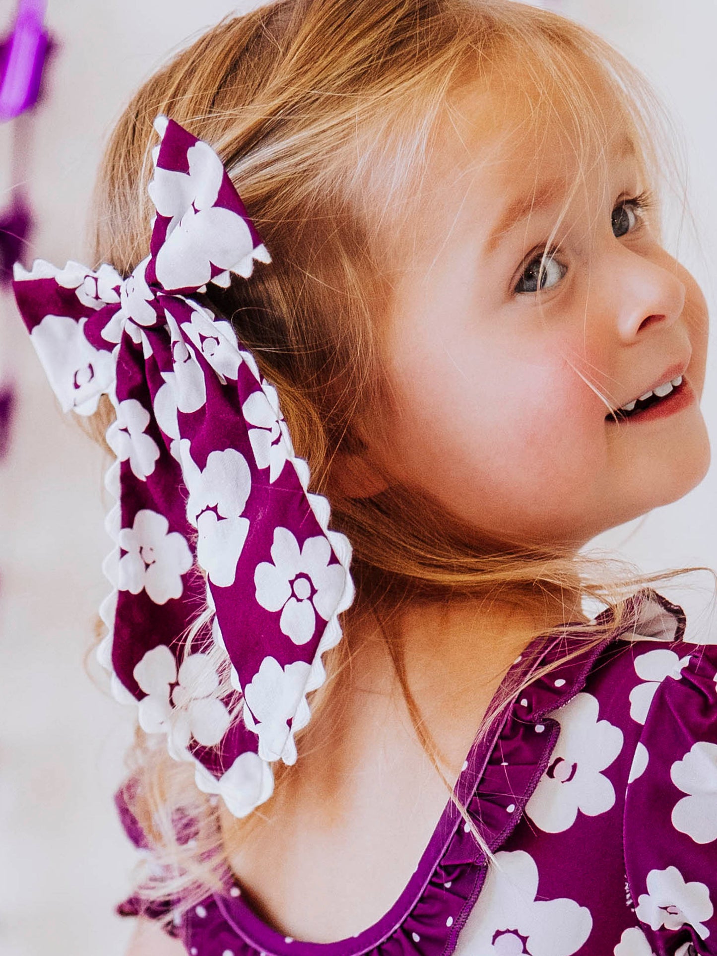 Small Long Tail Bow - Sugar Plum Floral