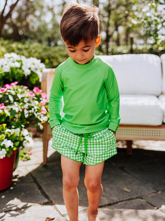 Boy's Swim Trunks - Lemon Lime Check