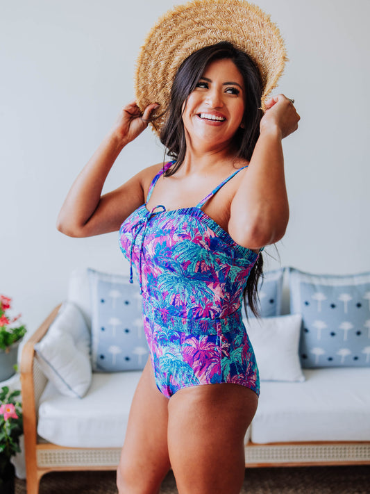Women's Belted One Piece - Tropical Nights