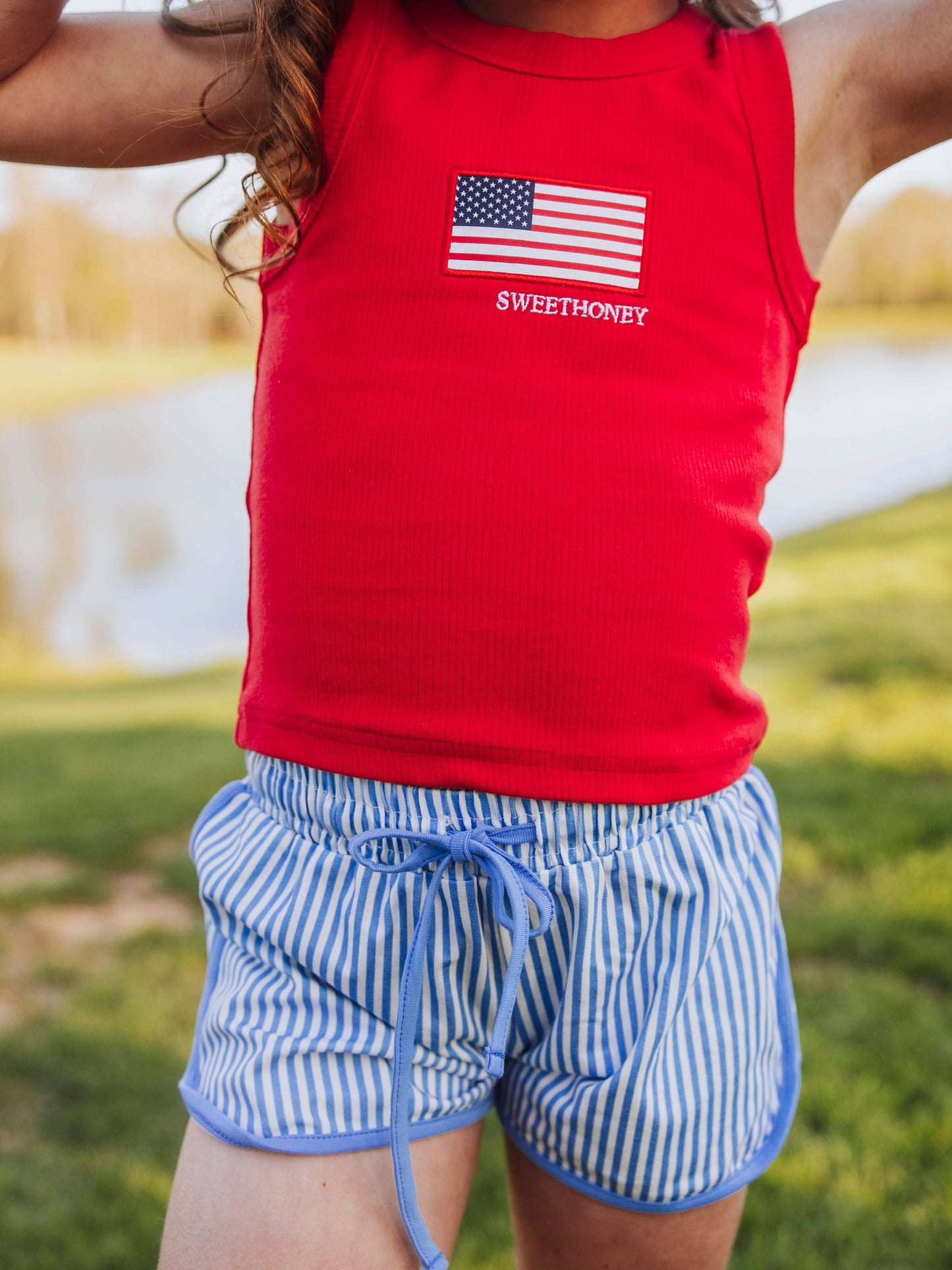 Ribbed Knit Tank Top - American Flag