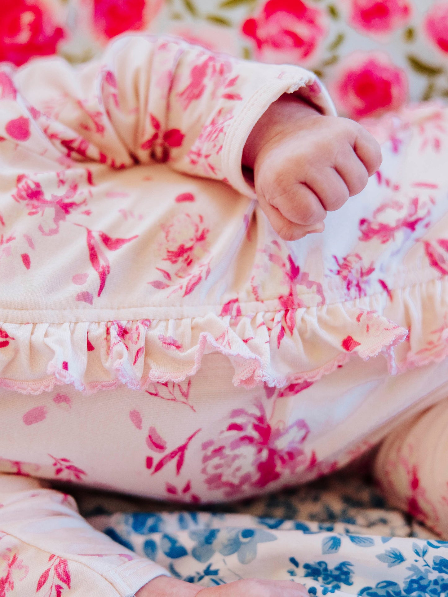 Scalloped Cloud Layette - Falling Pink Petals