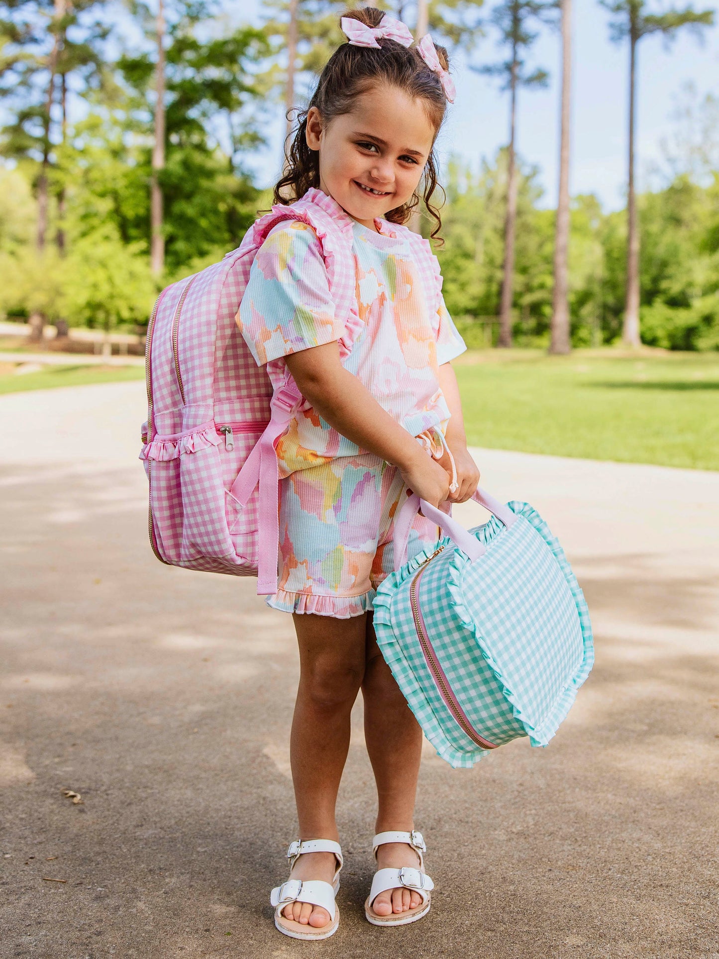 Ruffled Lunch Kit - Mint Gingham