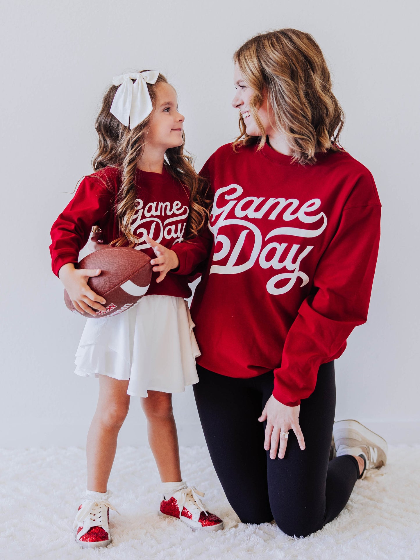 Women's Oversized Warm Knit Sweatshirts - Game Day Crimson