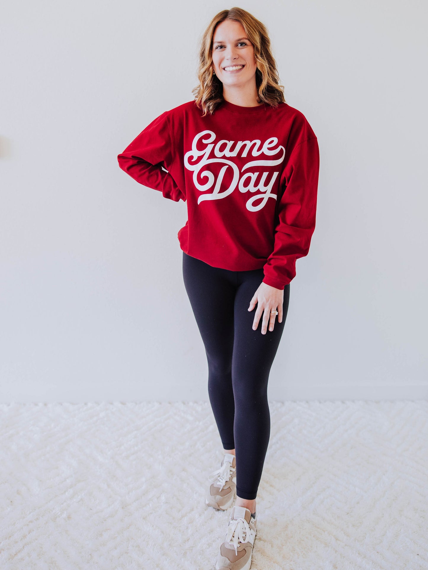 Women's Oversized Warm Knit Sweatshirts - Game Day Crimson