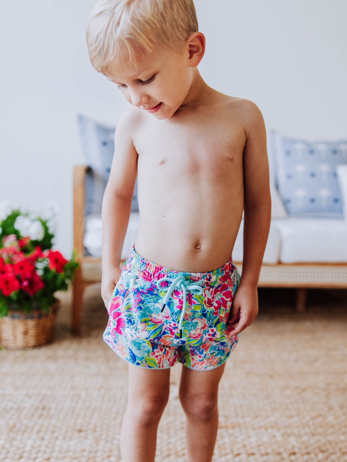 Boy's Swim Trunks - Hawaiian Blooms