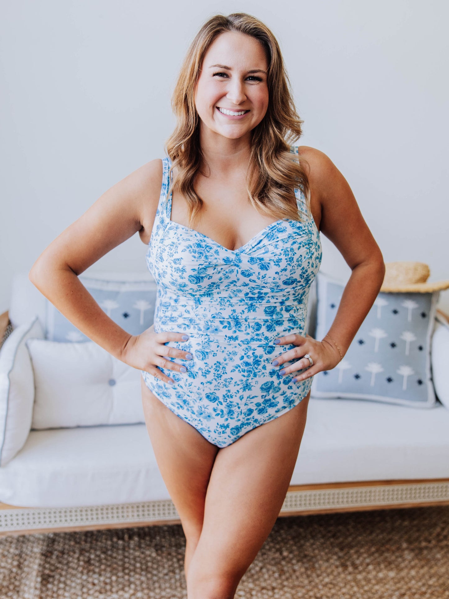 Women's Ruched One Piece - Blooming Blues