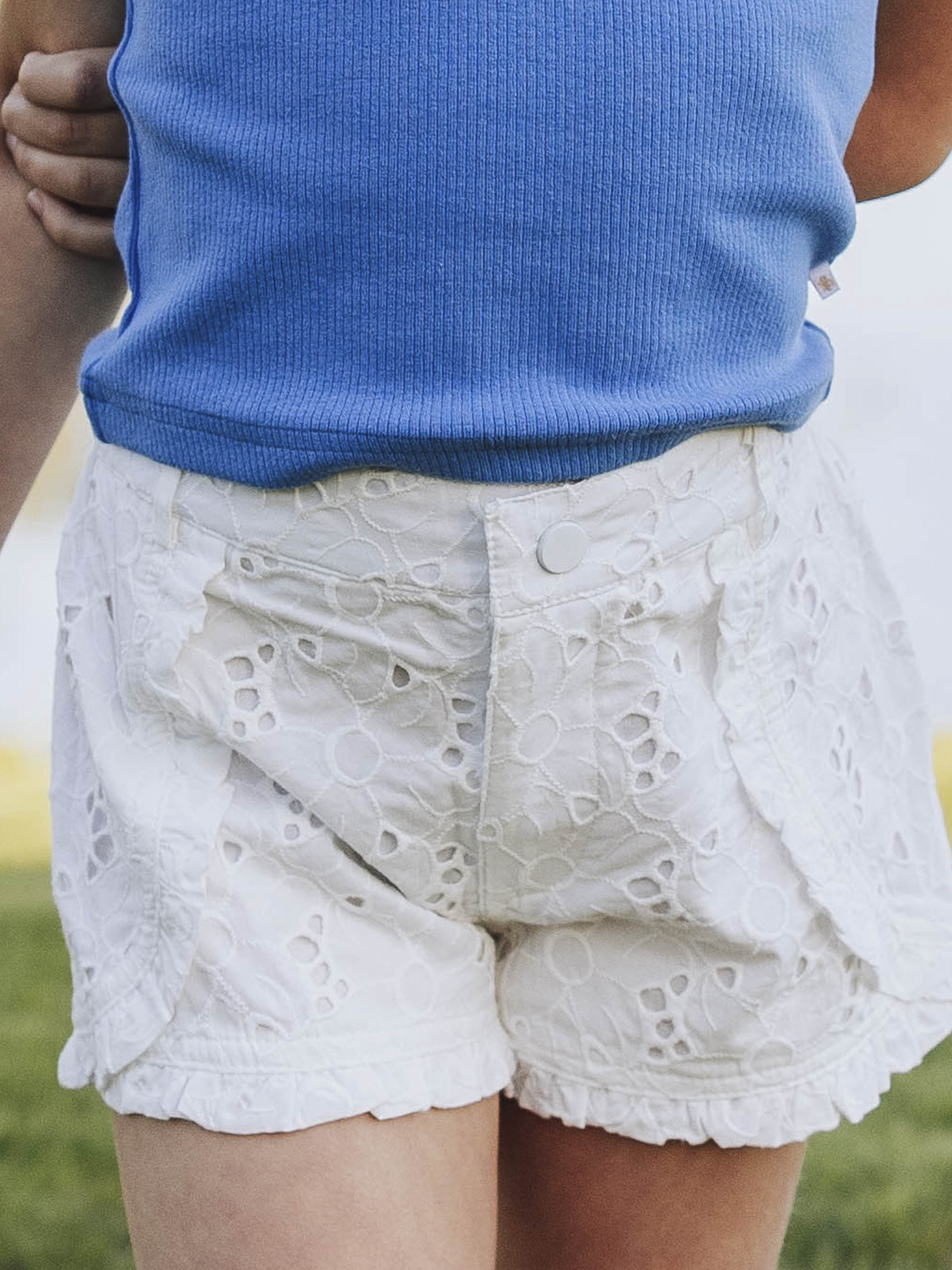 Ruffled Shorts - White Eyelet Lace - SweetHoney Clothing