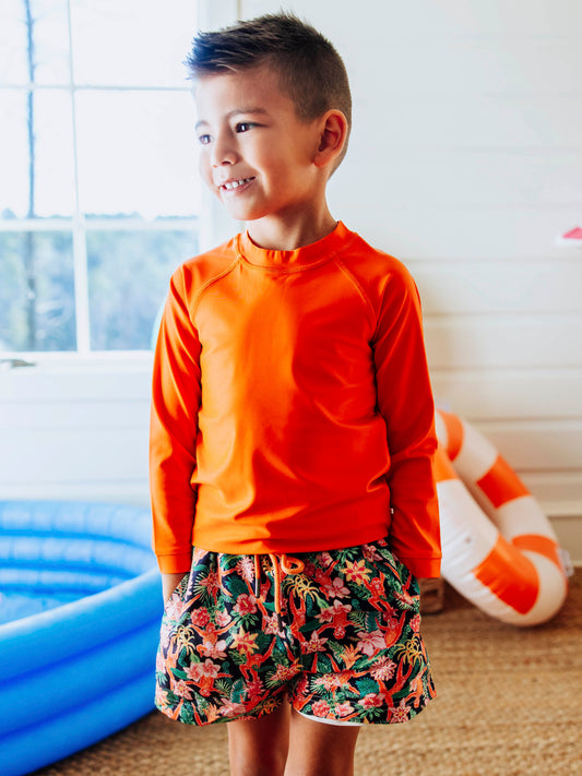 Boy's Rash Guard - Tropical Orange