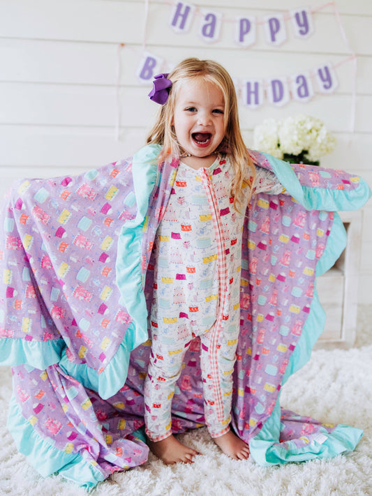 Dreamer Ruffled Blanket - Happiest Day Purple