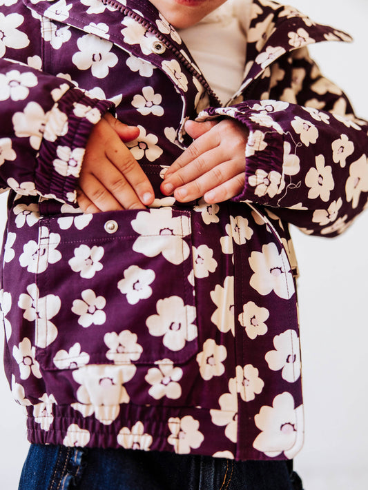 Sherpa Lined Hooded Jacket - Sugar Plum Floral