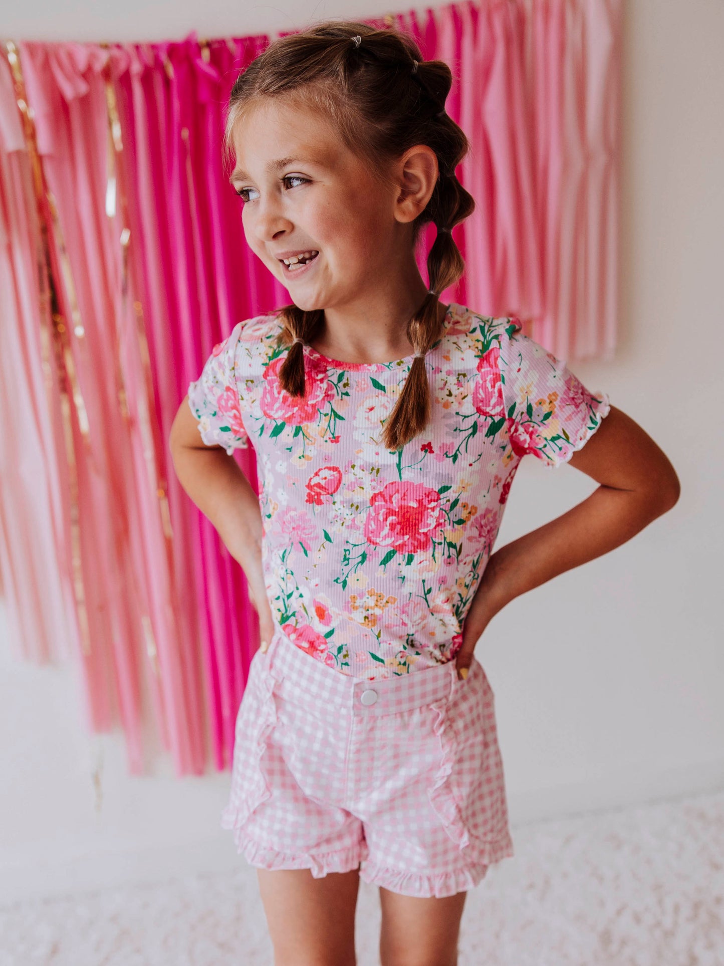 Ruffled Shorts - Pink Gingham