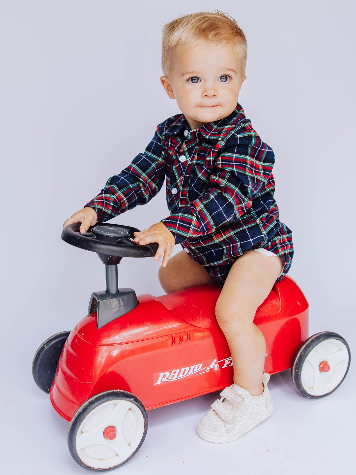 Boy's Button Up Shirt - Navy Midnight Plaid