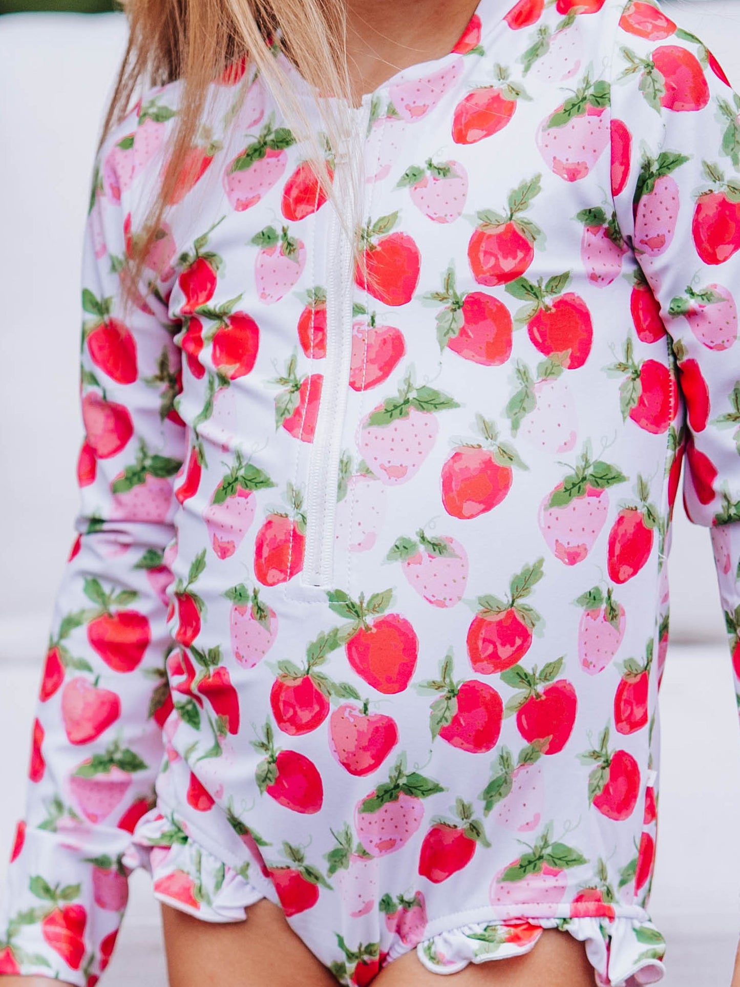 Solid Rash Guard - Watercolor Strawberries