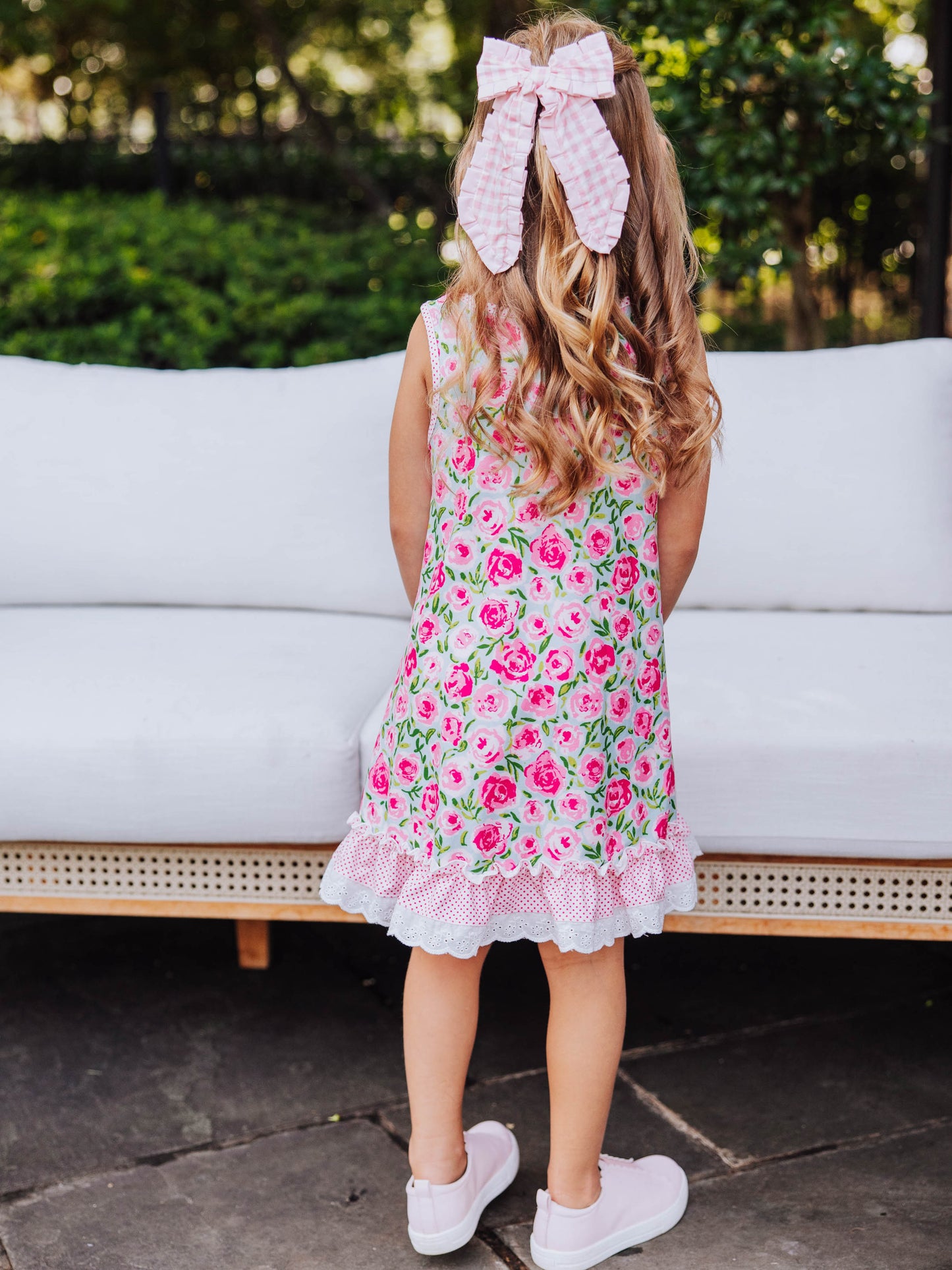 Everyday Play Dress - Covered in Roses on Aqua