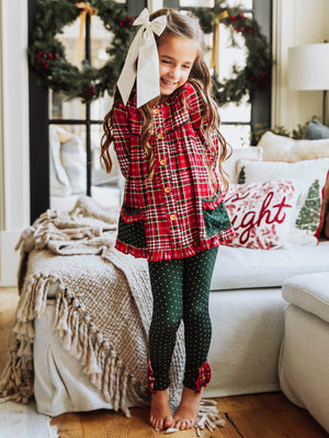 Girly Button Set - Merry Plaid
