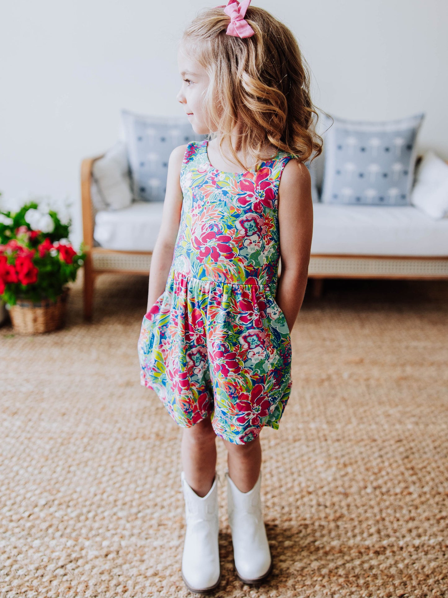 Short Leggy Romper - Hawaiian Blooms