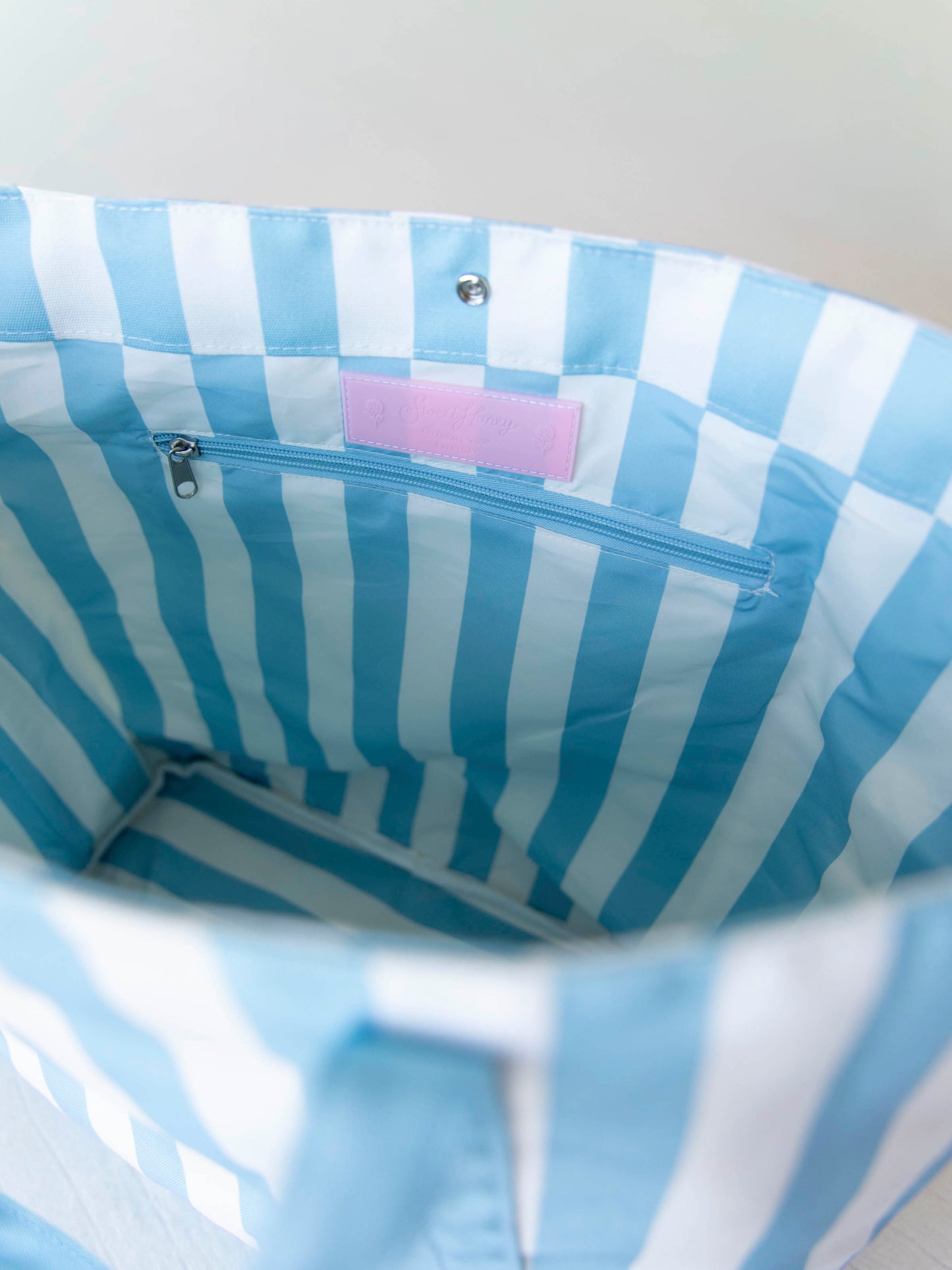 Customizable Canvas Tote - Blue Stripe