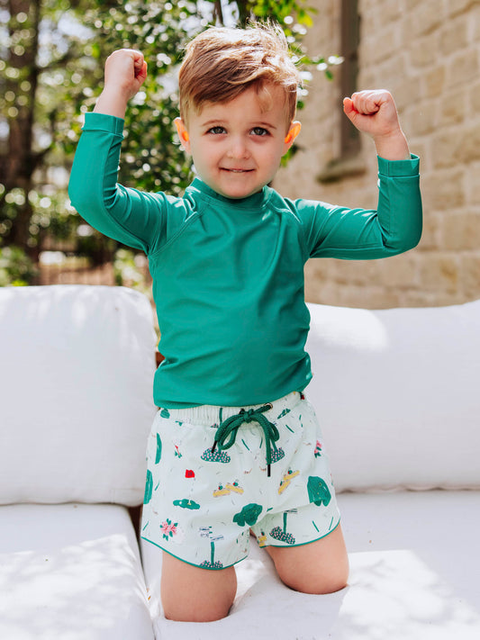 Boy's Rash Guard - Masters Green
