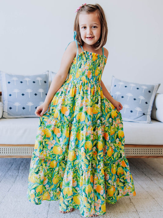 Beach Dress - Bright Lemon Floral