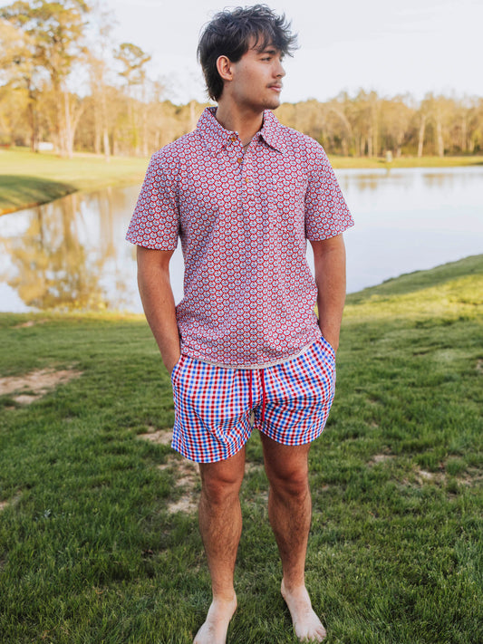 Men's Polo Shirt - Patriotic Floral