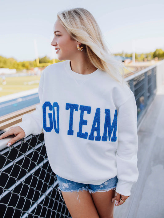 Adult Warm Knit Sweatshirt - Go Team Blue