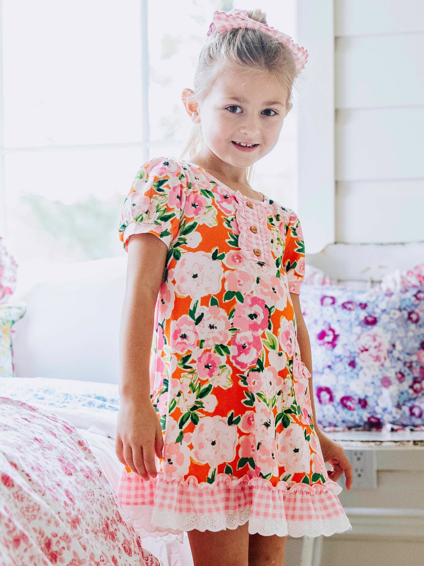 Everyday Play Dress - Glowing Pink Flowers